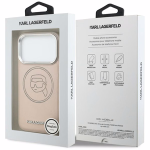 Karl Lagerfeld K Head Point Logo MagSafe Maciņš for iPhone 17 Pro - rozā