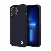 BMW Silicone Signature viedtālruņa apvalks iPhone 13 Pro Max 6.7" - tumši zils