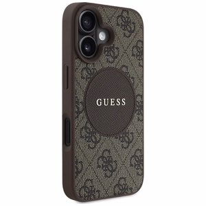 Guess 4G Circle Classic Logo Magnētiskais viedtālruņa apvalks iPhone 16 - brūns