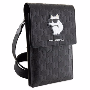 Karl Lagerfeld apvalks KLWBSAKHPCK rokassoma - melna Saffiano monogramma Choupette