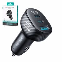 Automašīnas lādētājs Joyroom "JR-CCD04" melns 30W (2xPD / 1xQC3.0 / ar LED voltmetru)