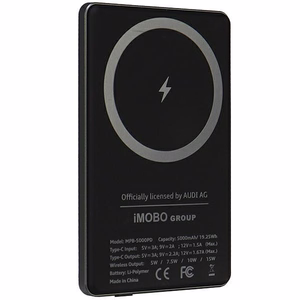 Внешний аккумулятор Audi Big Logo MagSafe беспроводной 15W 5000mAh - серый