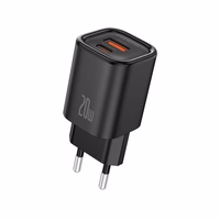 FONENG sienas lādētājs EU70 PD 20W 1xUSB-C + 1xUSB QC3.0 melns