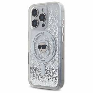 Karl Lagerfeld Liquid Glitter Karl Head Magsafe Case for iPhone 16 Pro - Clear