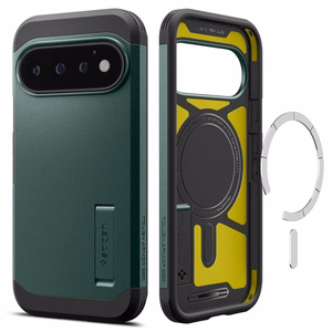 Spigen Tough Armor Mag MagSafe maciņš, paredzēts Google Pixel 11 Pro, tumši zaļš