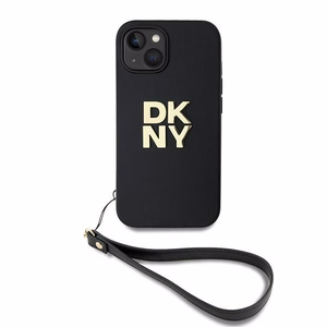 DKNY Viedtālruņa apvalks ar siksniņu un logotipu iPhone 15 Plus - melns