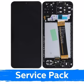 LCD Displejs Saderīgs ar Samsung A137 A13 Melns Ar Frame (Service Pack)