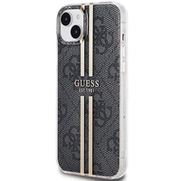 Guess IML 4G Gold Stripe viedtālruņa apvalks iPhone 15 Plus / 14 Plus - melns