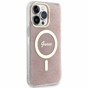 Guess 4G Magnētiskais viedtālruņa apvalks iPhone 14 Pro Max - rozā