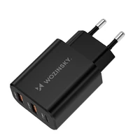 Wozinsky CWCUCUCB 30W USB-C / 2 x USB-A sienas lādētājs - melns