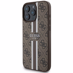 Guess 4G drukātās svītras magnētiskais viedtālruņa apvalks iPhone 16 Pro Max - brūns