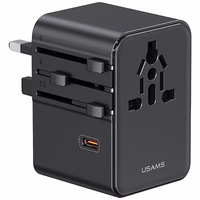 Tīkla lādētājs USAMS Travel Adapter CC310 3xUSB-C 70W 4in1 US/AU/EU/UK melns