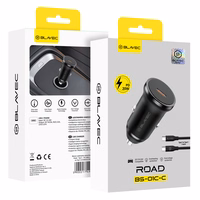 Blavec Auto lādētājs BS-01C-C Road - Type C - PD 20W ar Type C to Type C cable (CCBS01CCR-CB) melns