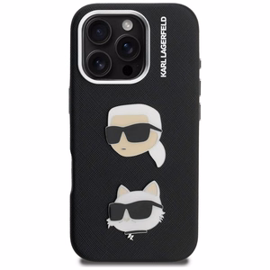 Karl Lagerfeld FW Grained Karl & Choupette Heads Pins case for iPhone 16 Pro Max – black