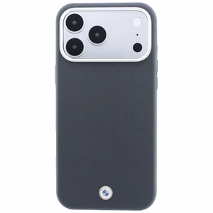 BMW Sign Deboss Quilted Metal Logo vāciņš modelim iPhone 18 Pro Max / 17 Pro Max, saderīgs ar MagSafe – tumši pelēks