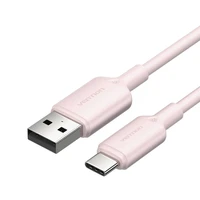 USB 2.0 A uz USB-C 3A kabelis Vention CTQPH 2M (rozā)