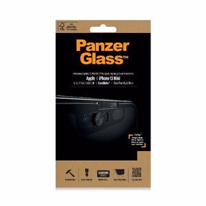 PanzerGlass E2E Microfracture rūdīts stikls iPhone 13 Mini CamSlider privātuma antibakteriāls melns