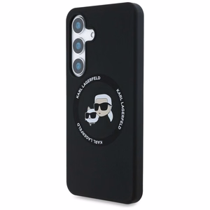 Karl Lagerfeld silikona viedtālruņa apvalks Double Heads un Circle MagSafe Samsung Galaxy S25 melns