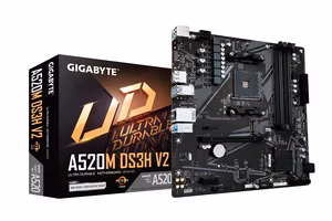 Gigabyte A520M DS3H V2 motherboard AMD Ryzen 5000 AM4, up to 4733MHz DDR4 OC, PCIe 3.0 x16, GbE LAN, USB 3.2 Gen 1