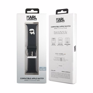 Karl Lagerfeld 3D Rubber Karl Head siksniņa Apple Watch 42 / 44 / 45 / 49 mm, melna