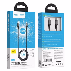 Kabelis USB-C uz USB-C Hoco PD 5A 100W 1 m X50 melns