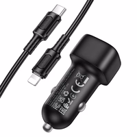 Borofone Auto lādētājs BZ34A Cloud - C tipa - PD 20W ar C tipa zibspuldzi melns