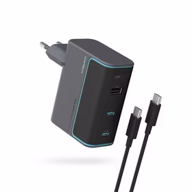 Cuktech CUKAD1003EUG GaN 100W sienas lādētājs 2 x USB-C 1 x USB-A ar USB-C kabeli - pelēks