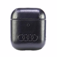 Audi ādas liela logotipa apvalks AirPods 1 / 2 - melna