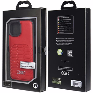 Audi Sintētiskās ādas viedtālruņa apvalks ar Magnētisko iPhone 15/14/13 - sarkans