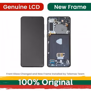 LCD displejs saderīgs ar Samsung G996 S21 Plus ar rāmi / Phantom Black / (atjaunots: Telemax)