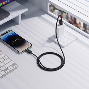 Kabelis ar LCD USB A uz Lightning Hoco 2,4A 1,2 m U146 melns