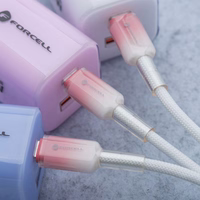 Kabelis FORCELL F-ENERGY C354 gradientinis Type-C uz Type-C QC4.0 PD 3A 60W 1 m balts