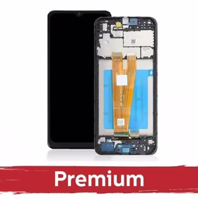 LCD displejs saderīgs ar Samsung A055 A05 melns ar rāmi OEM