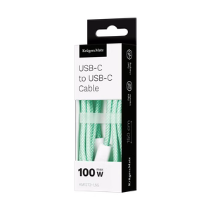 Krüger&Matz Basic USB-C–USB-C kabelis, 100 W, 1,5 m, zaļš