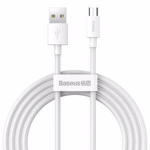 Baseus kabelis Simple Wisdom USB - microUSB 1,5 m 2,1A balts 2 gab.