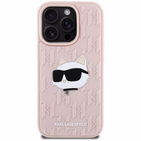 Karl Lagerfeld 3D Rubber Monogram & Choupette viedtālruņa apvalks iPhone 16 Pro Max - rozā