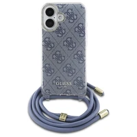 Guess Crossbody Cord 4G Print viedtālruņa apvalks ar siksniņu iPhone 16 - zils