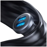 Auto lādētājs USAMS CC320 Aluminium 2.4A 2xUSB-A tarnish