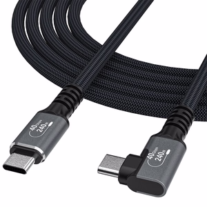 Wozinsky WPS1-UY41S USB-C Thunderbolt 4 240W leņķa kabelis 1.5m 4K - melns