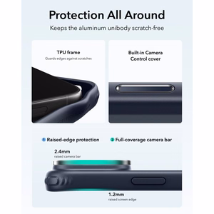 ESR Classic Hybrid MagSafe maciņš ar statīvu iPhone 18 Pro / 17 Pro, tumši zils