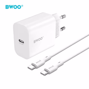 BWOO Wall Charger CDA233 PD 20W 1x USB-C with USB-C to USB-C Cable White