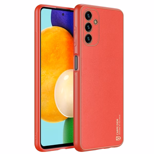 Dux Ducis Yolo elegants vāciņš viedtālrunim no ekoloģiskās ādas Samsung Galaxy A13 5G sarkans