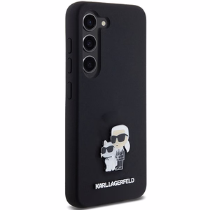 Силиконовый чехол Karl Lagerfeld Karl&Choupette Metal Pin для Samsung Galaxy S24 - чёрный