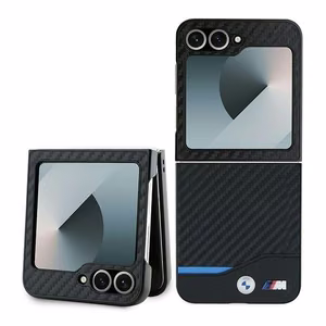 BMW Carbon Blue Line viedtālruņa apvalks Samsung Galaxy Z Flip 6 - melns