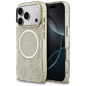 Guess IML Peony Dot MagSafe Maciņš for iPhone 17 Pro - bēšs