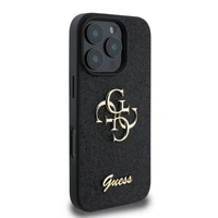 Guess Fixed Glitter Big 4G viedtālruņa apvalks iPhone 16 Pro - melns