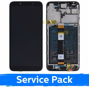 LCD дисплей для Huawei Y5P / Honor 9S чёрный с рамкой (сервисный пакет)