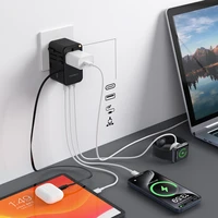 Ceļojumu adapteris Choetech PD5020 35W EU/US/AUS/UK ar iebūvētu USB-C kabeli (melns)