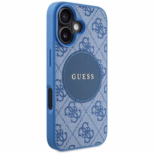 Guess 4G Circle Classic Logo Magnētiskais viedtālruņa apvalks iPhone 16 - zils