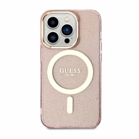 Guess GUHMP14XHCMCGP iPhone 14 Pro Max 6.7" rozā cietais viedtālruņa apvalks Glitter Gold Magnētiskais